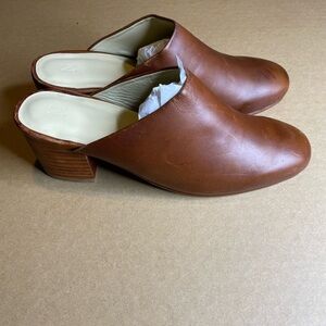 Nisolo All-Day Heeled Leather Mule Brown Size 7.5 Everyday Minimalist Slip On